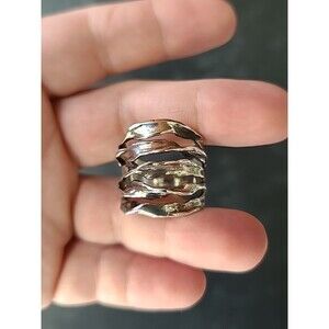 925 Sterling Silver Twisted Statement Ring, SIZE US 9.75 Vintage Made In Israel